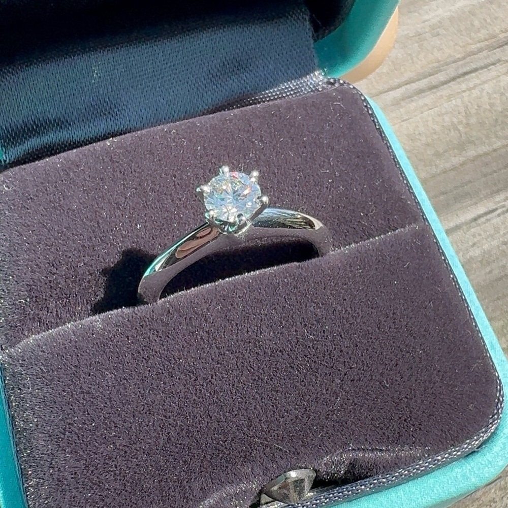 Tiffany & Co. Platinum Solitaire Ring in Tiffany Blue Box - Picture 6 of 16
